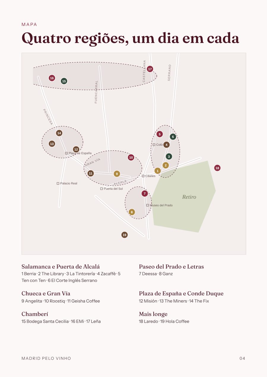 Página do mapa por região no guia